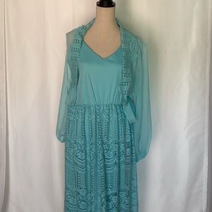 Vintage light blue lace maxi dress